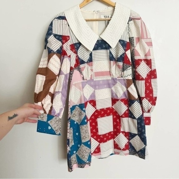 Sea New York Multicolor Patchwork Long Sleeve Dress - Picture 6 of 12